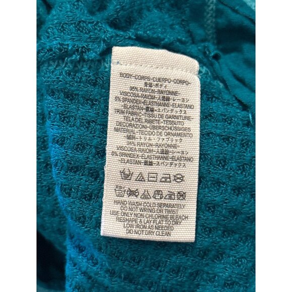 We The Free Teal Laguna Waffle Knit Long Sleeve V-Neck Tunic Top S - Picture 6 of 8